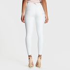 بنطال جينز WR.UP® من الجلد الصناعي - خصر متوسط ​​الارتفاع - طول 7/8 - أبيض