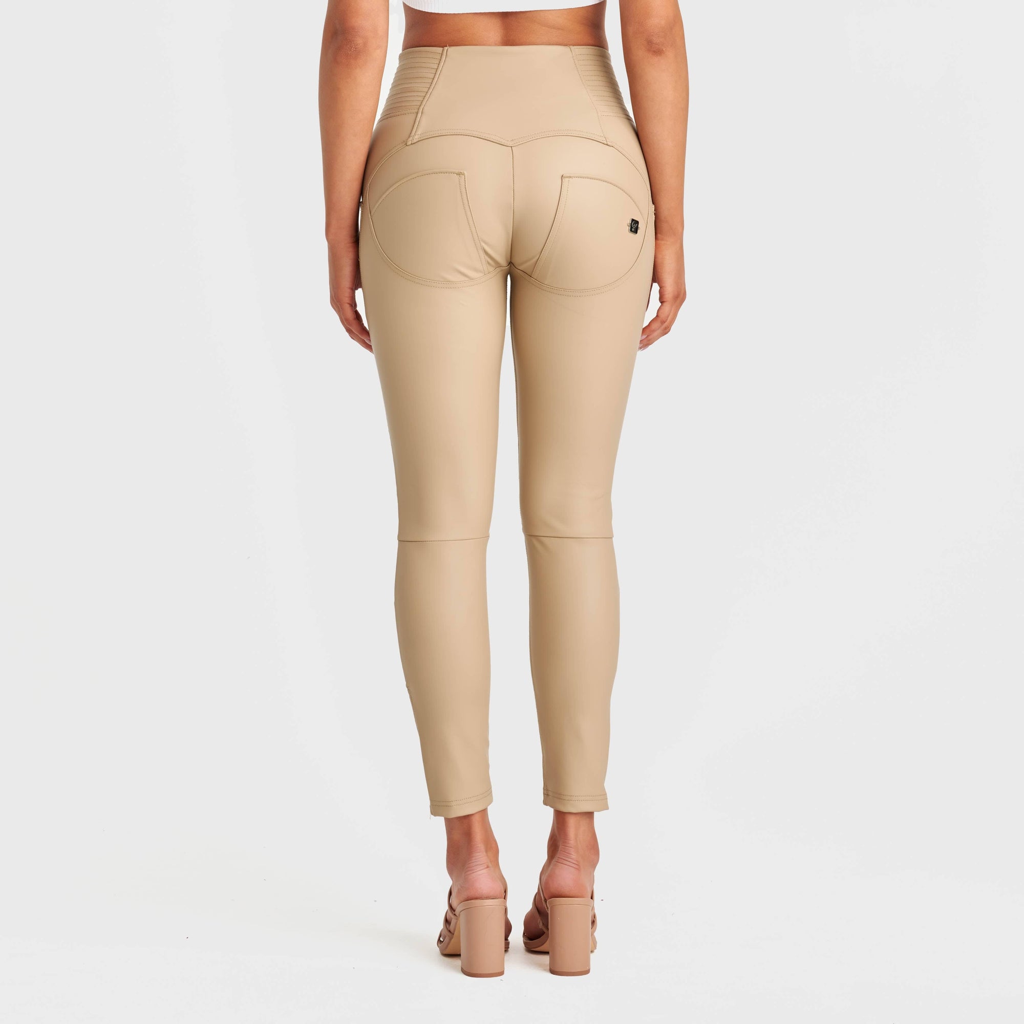 WR.UP® Biker Faux Leather - High Waisted - 7/8 Length - Beige