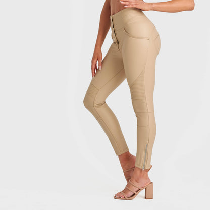 WR.UP® Biker Faux Leather - High Waisted - 7/8 Length - Beige