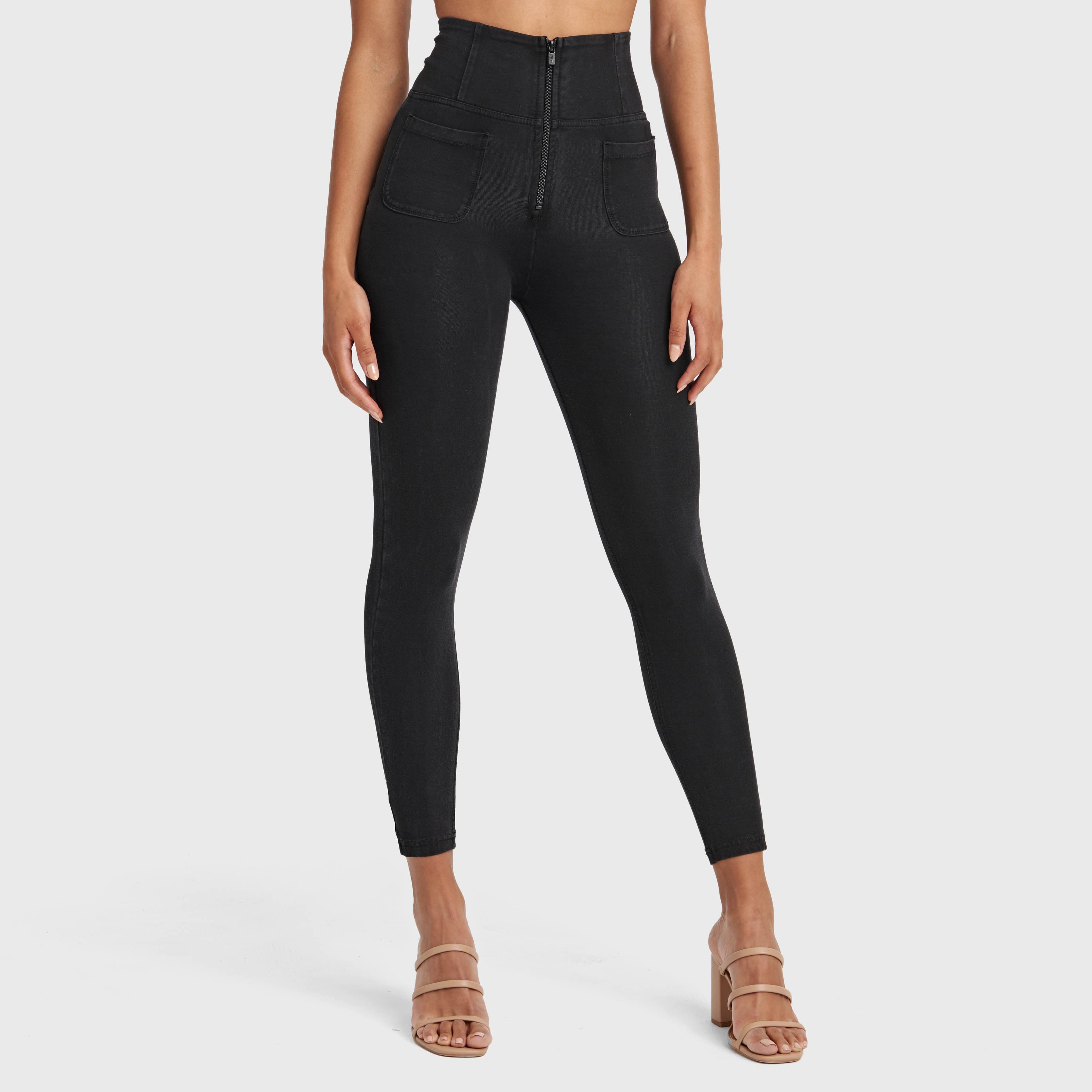 WR.UP® Denim With Front Pockets - Super High Waisted - 7/8 Length - Black + Black Stitching