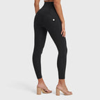 بنطال جينز WR.UP® بجيوب أمامية - خصر مرتفع للغاية - طول 7/8 - أسود مع خياطة سوداء