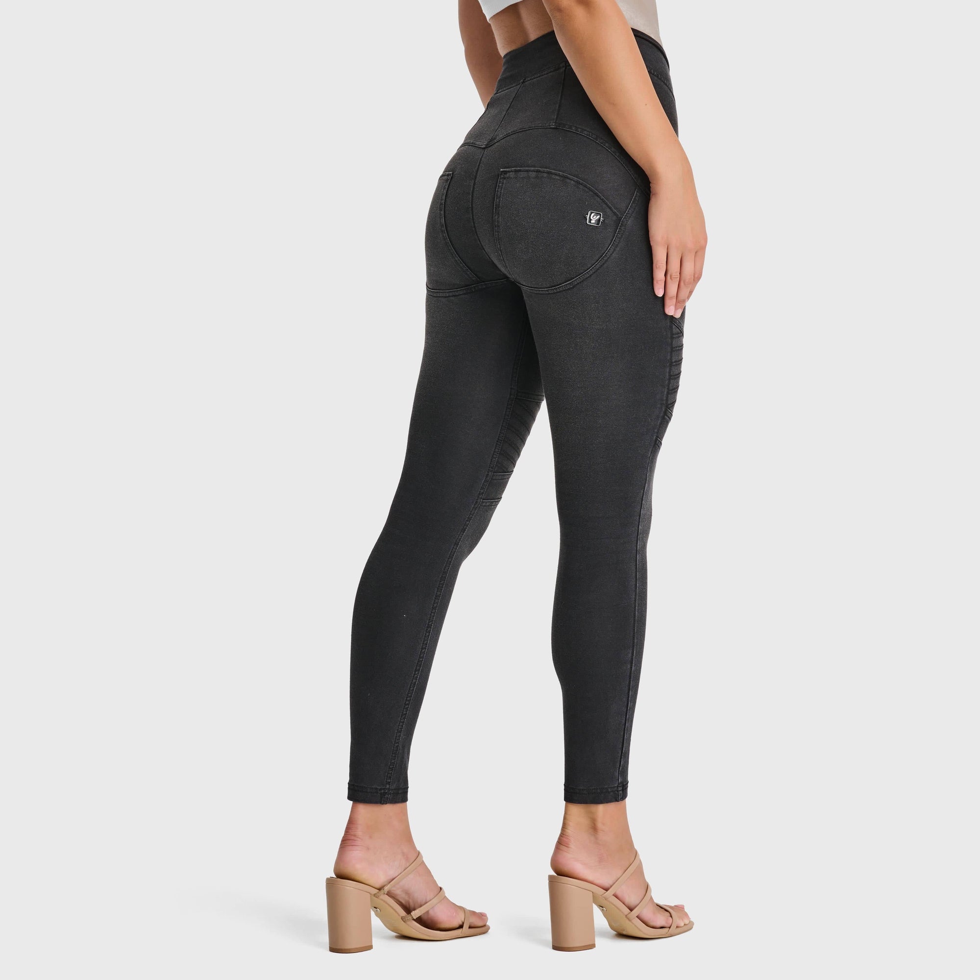 WR.UP® Biker Denim - Super High Waisted - 7/8 Length - Black + Black Stitching