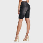 شورت جينز WR.UP® - خصر عالٍ - شورت رياضي - أسود + خياطة سوداء