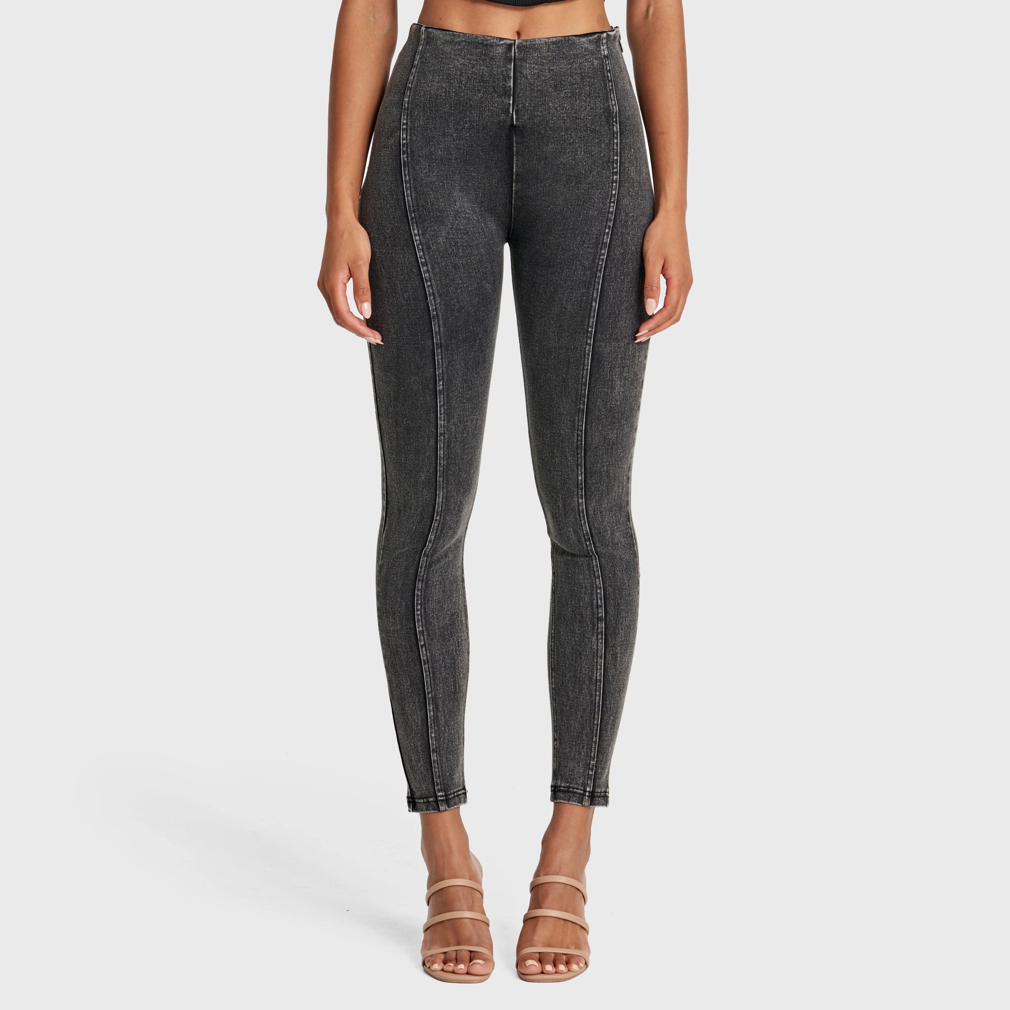 WR.UP® Snug Jeans - High Waisted - Full Length - Washed Black + Black Stitching