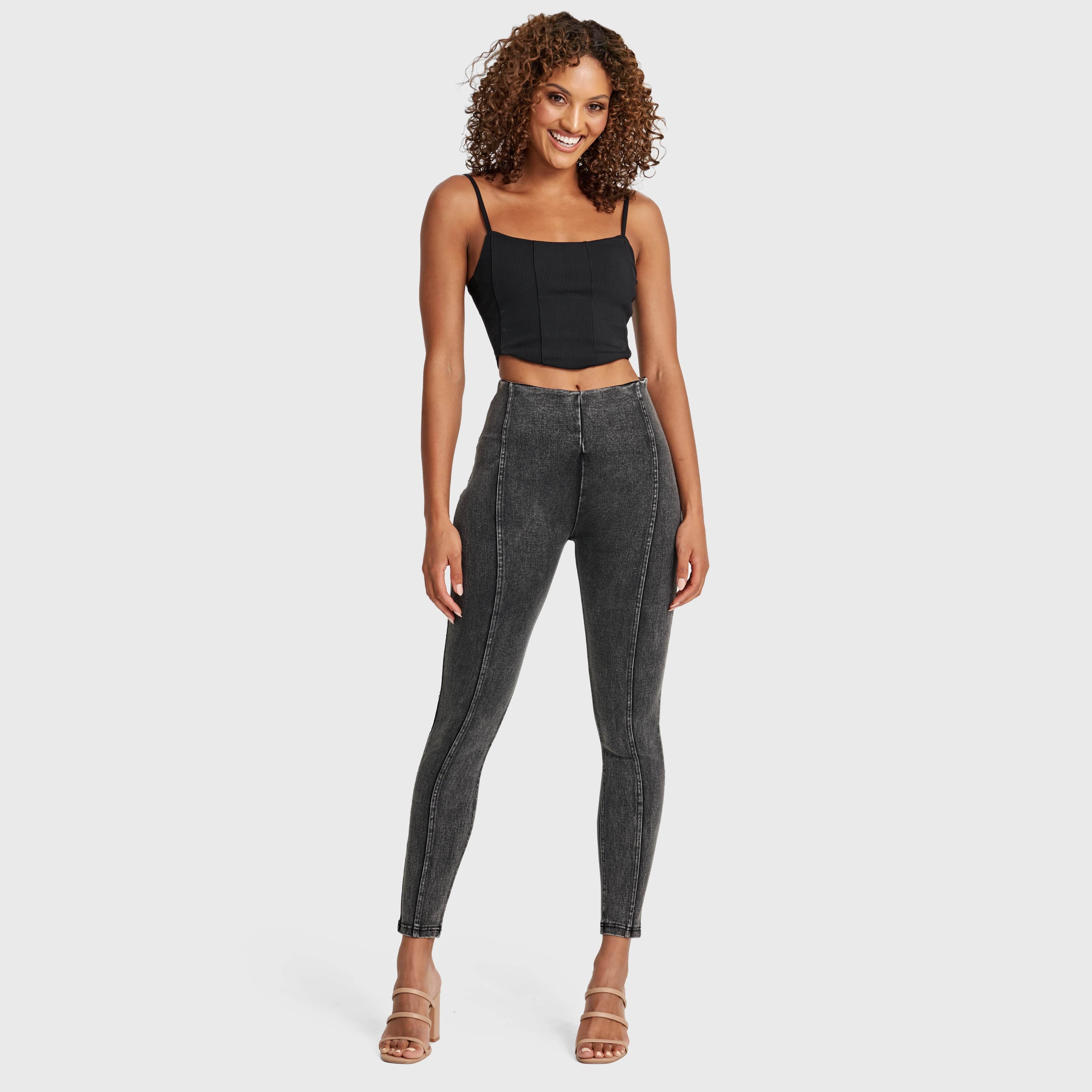 WR.UP® Snug Jeans - High Waisted - Full Length - Washed Black + Black Stitching