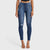 WR.UP® Snug Distressed Jeans - High Waisted - Full Length - Dark Blue + Blue Stitching