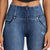 WR.UP® Snug Distressed Jeans - High Waisted - Full Length - Dark Blue + Blue Stitching