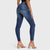 WR.UP® Snug Distressed Jeans - High Waisted - Full Length - Dark Blue + Blue Stitching