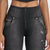 WR.UP® Snug Distressed Jeans - High Waisted - Full Length - Black + Black Stitching