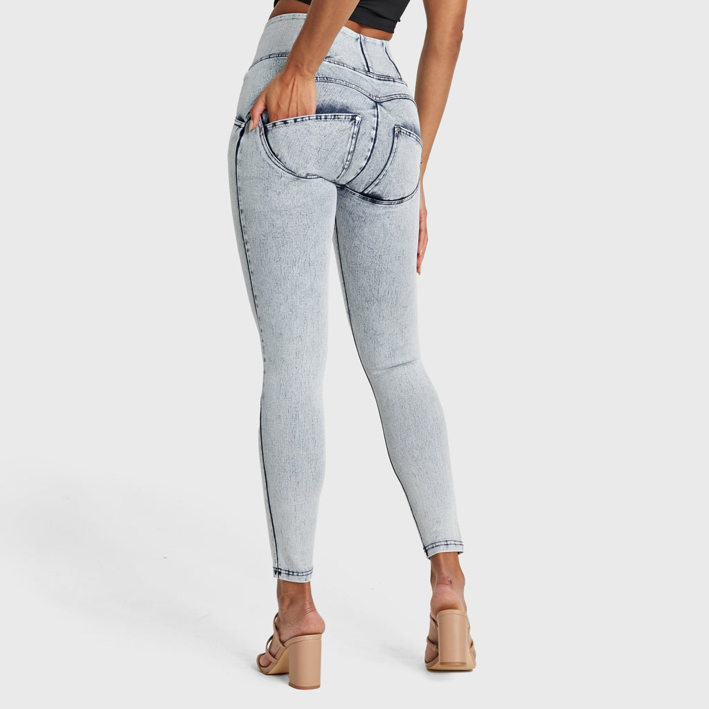 بنطلون جينز ضيق من WR.UP® - خصر مرتفع - طول كامل - غسيل حمضي