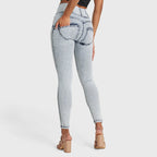 بنطلون جينز ضيق من WR.UP® - خصر مرتفع - طول كامل - غسيل حمضي