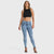 WR.UP® Snug Distressed Jeans - High Waisted - Full Length - Light Blue + Blue Stitching