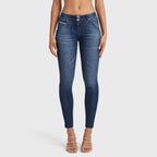 WR.UP® Snug Jeans - Mid Rise - Full Length - Dark Blue + Blue Stitching