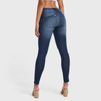 WR.UP® Snug Jeans - Mid Rise - Full Length - Dark Blue + Blue Stitching