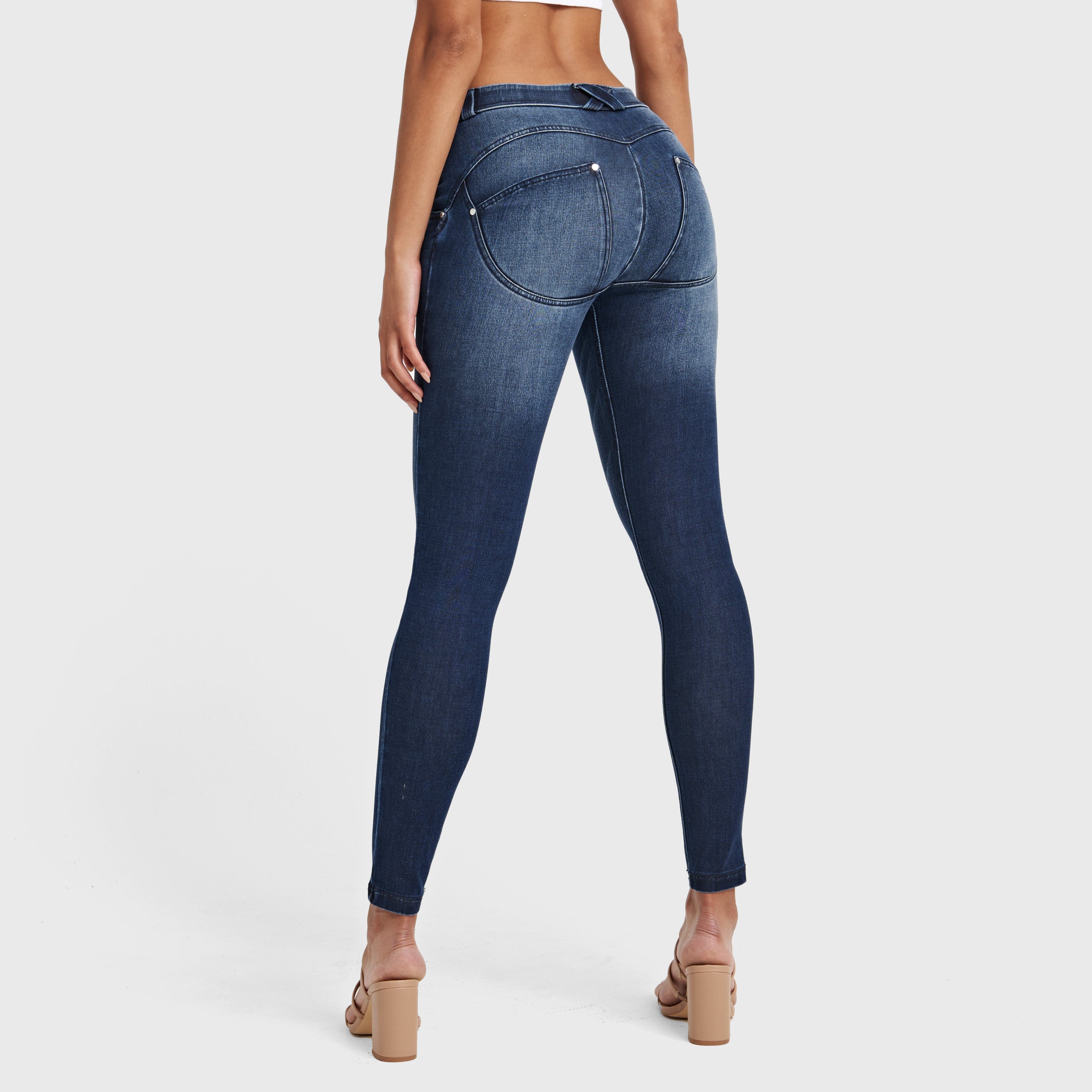 WR.UP® Snug Jeans - Mid Rise - Full Length - Dark Blue + Blue Stitching