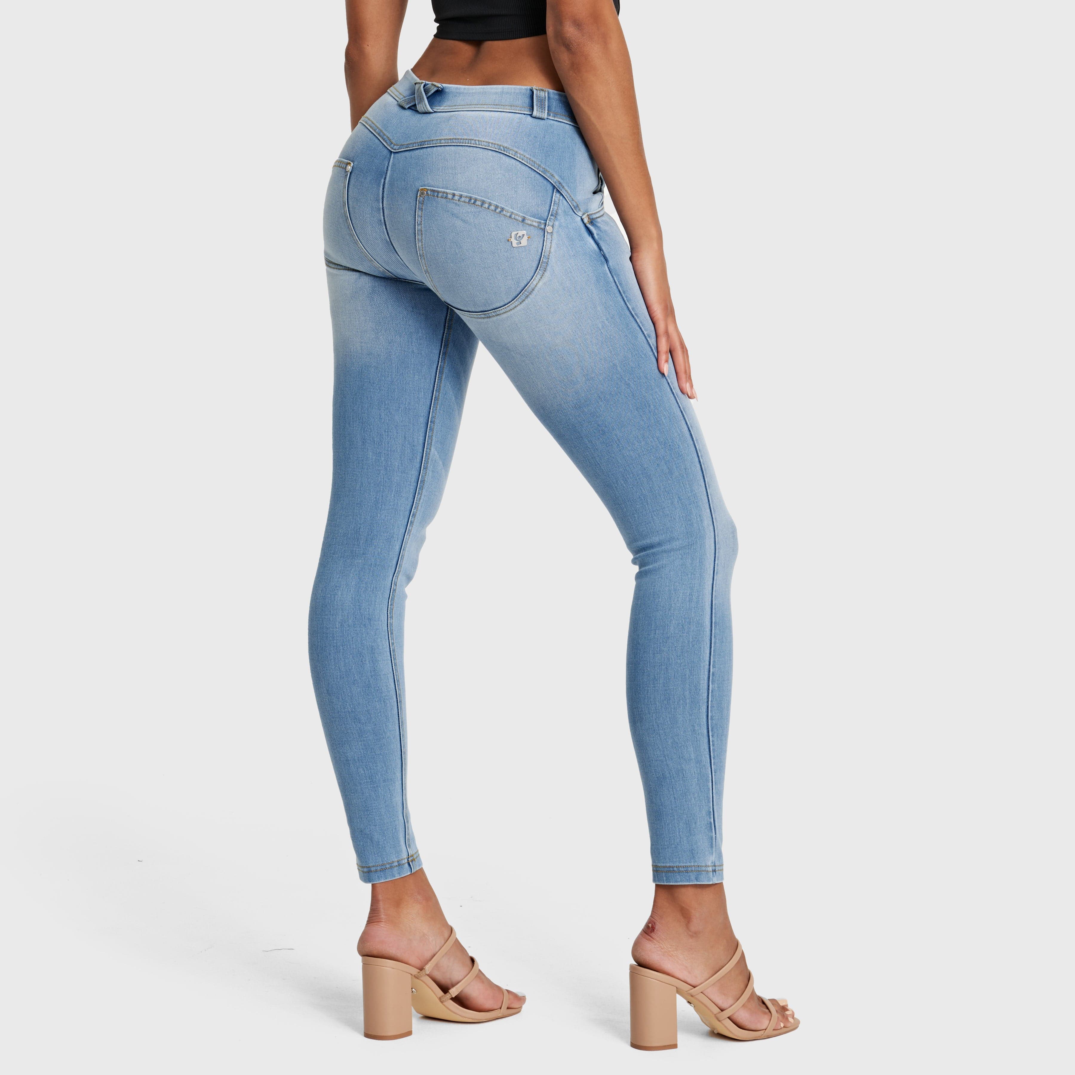 WR.UP® Snug Jeans - Mid Rise - Full Length - Light Blue + Yellow Stitching