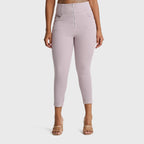 بنطلون جينز ضيق من WR.UP® بتصميم كيرفي - خصر مرتفع - طول 7/8 - رمادي فاتح