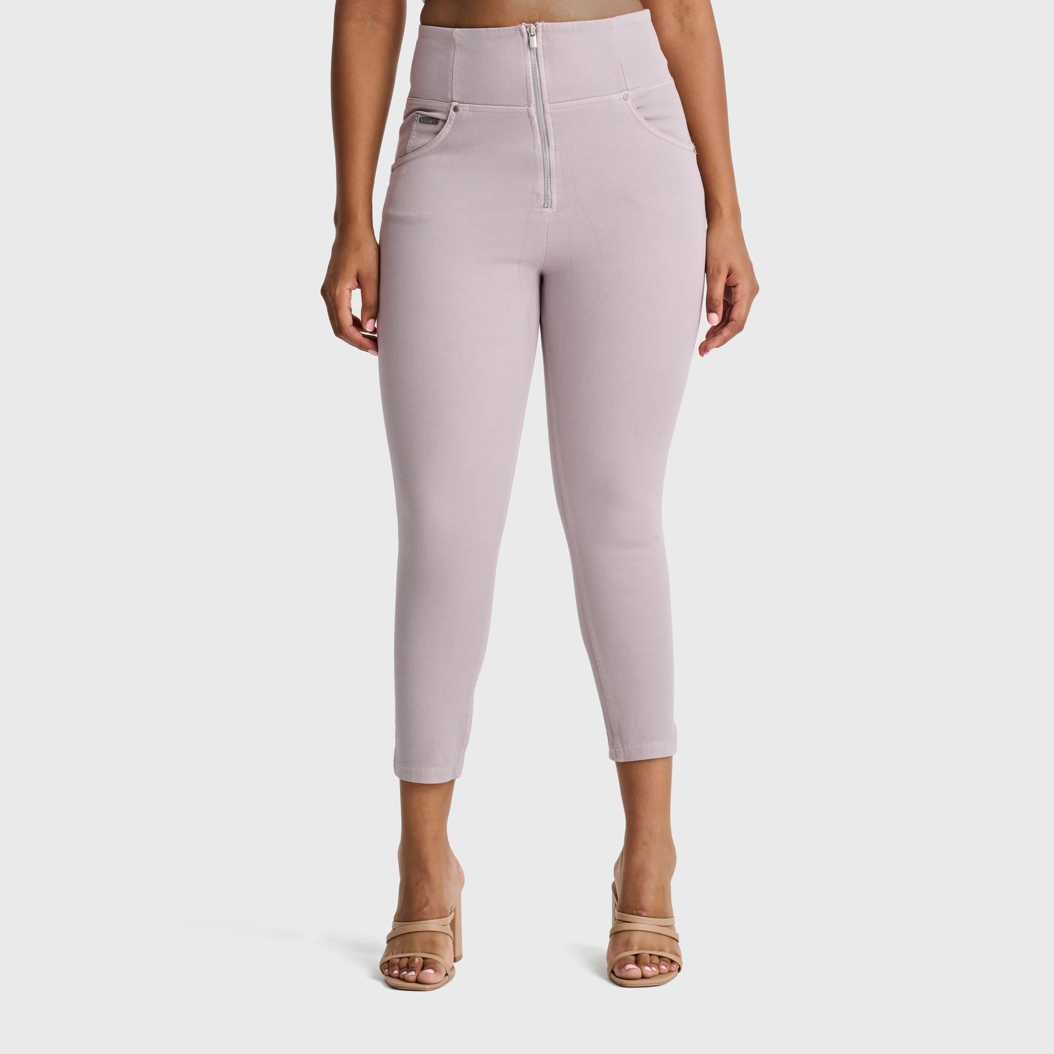 بنطلون جينز ضيق من WR.UP® بتصميم كيرفي - خصر مرتفع - طول 7/8 - رمادي فاتح