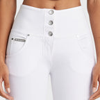 بنطلون جينز WR.UP® ضيق بتصميم ممزق - خصر عالٍ - طول 7/8 - أبيض