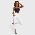 بنطلون جينز WR.UP® ضيق بتصميم ممزق - خصر عالٍ - طول 7/8 - أبيض