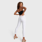 بنطلون جينز WR.UP® ضيق بتصميم ممزق - خصر عالٍ - طول 7/8 - أبيض