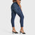 WR.UP® Snug Distressed Jeans - High Waisted - 7/8 Length - Dark Blue + Blue Stitching