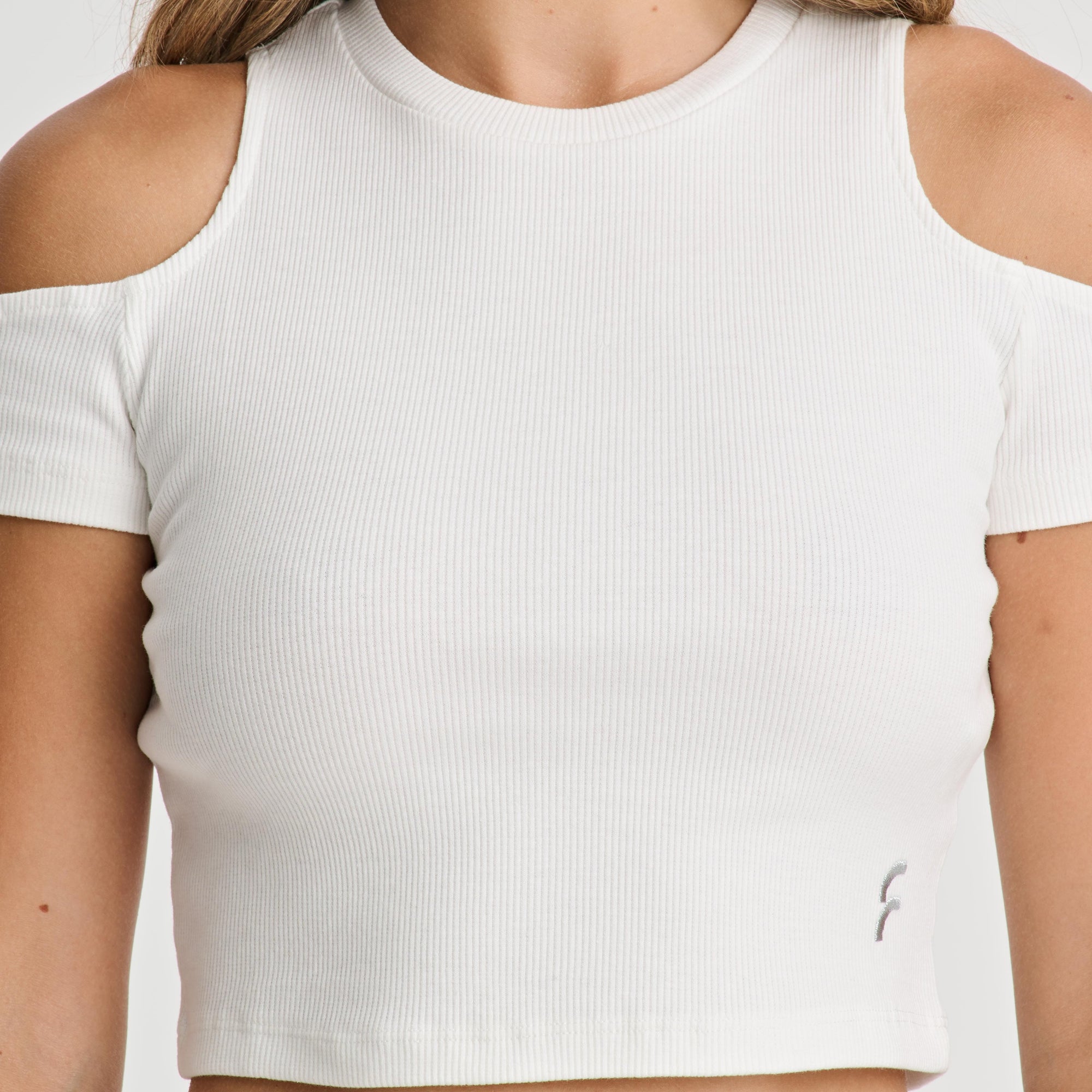 Cropped Cut Out T Shirt - White