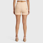 شورت جينز ضيق من WR.UP® - بثلاثة أزرار وخصر عالٍ - بيج