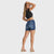 WR.UP® Snug Jeans - High Waisted - Shorts - Dark Blue + Blue Stitching