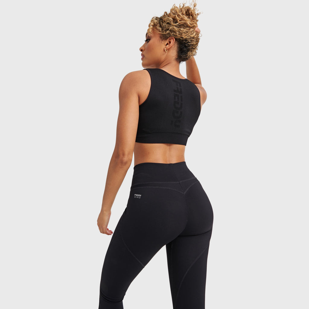 بنطال رياضي عالي الخصر من WR.UP® Diwo® Pro Sport - طول 7/8 - أسود 