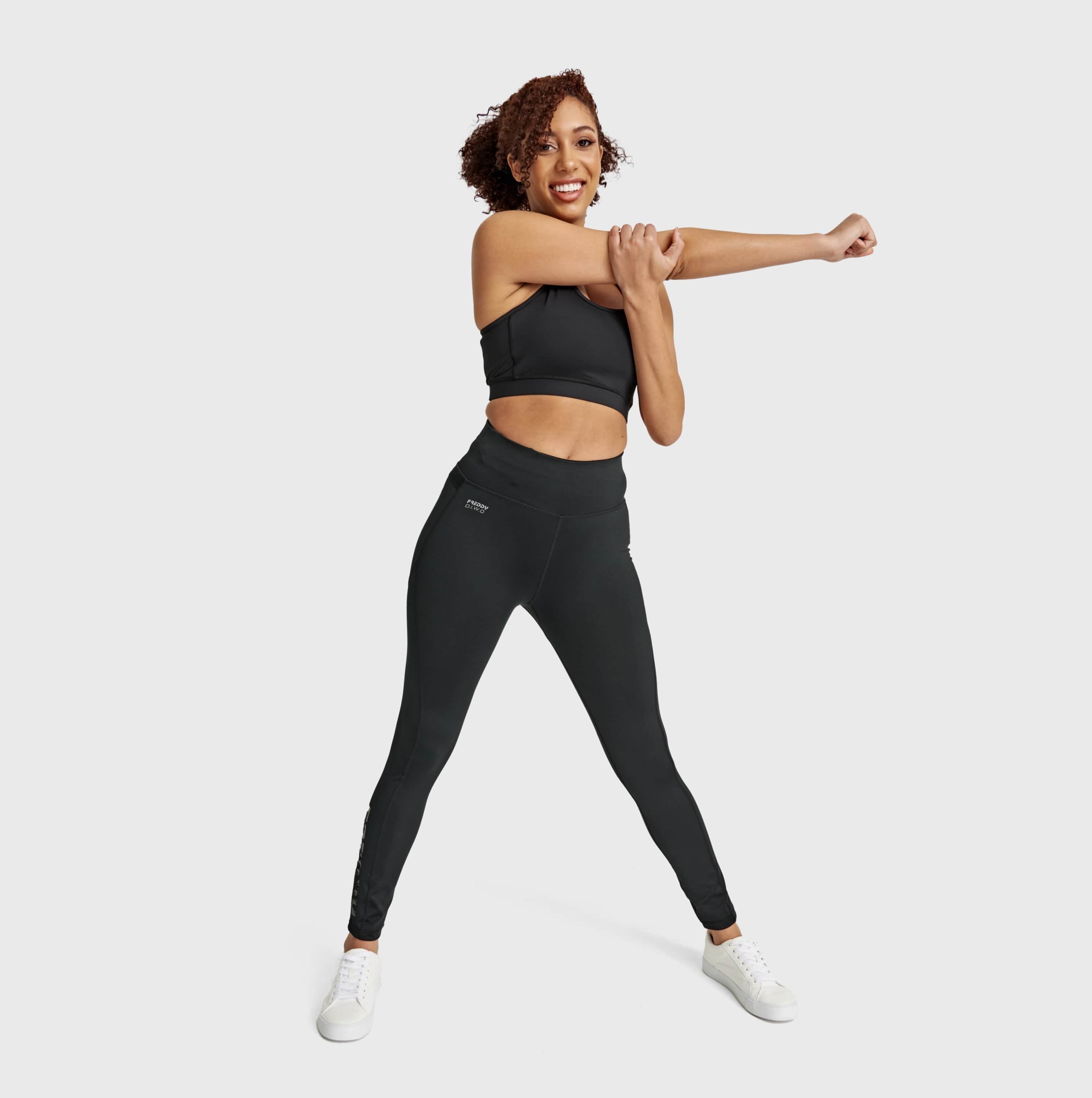 بنطال رياضي WR.UP® Diwo Sport - خصر مرتفع - طول 7/8 - أسود 