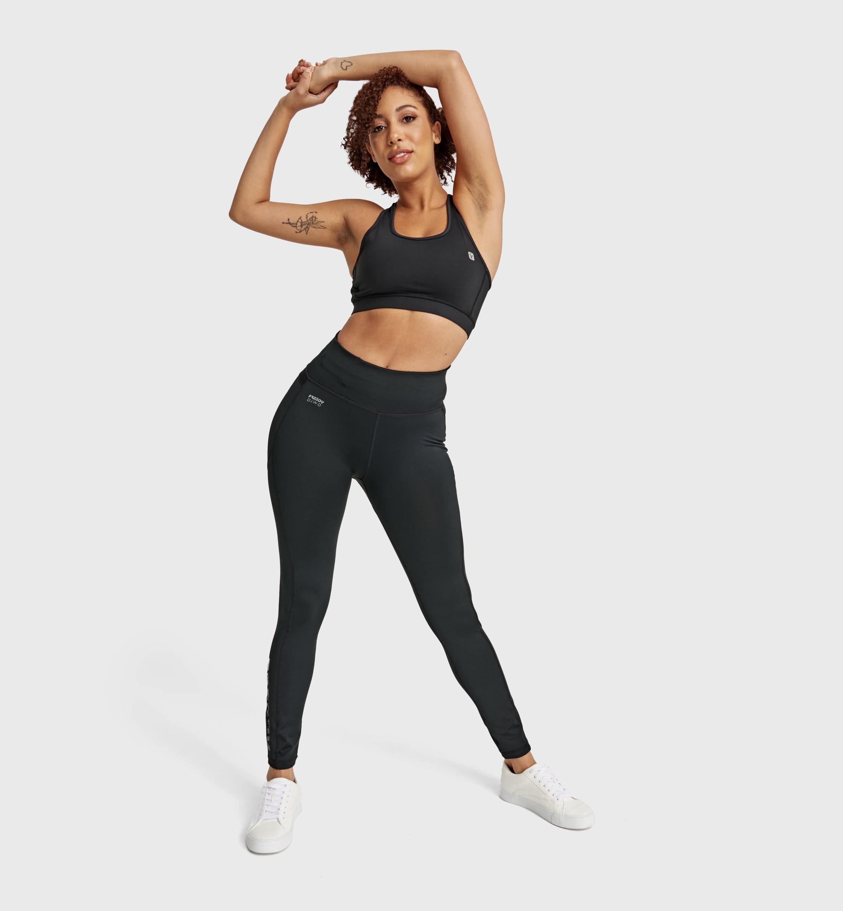 بنطال رياضي WR.UP® Diwo Sport - خصر مرتفع - طول 7/8 - أسود 