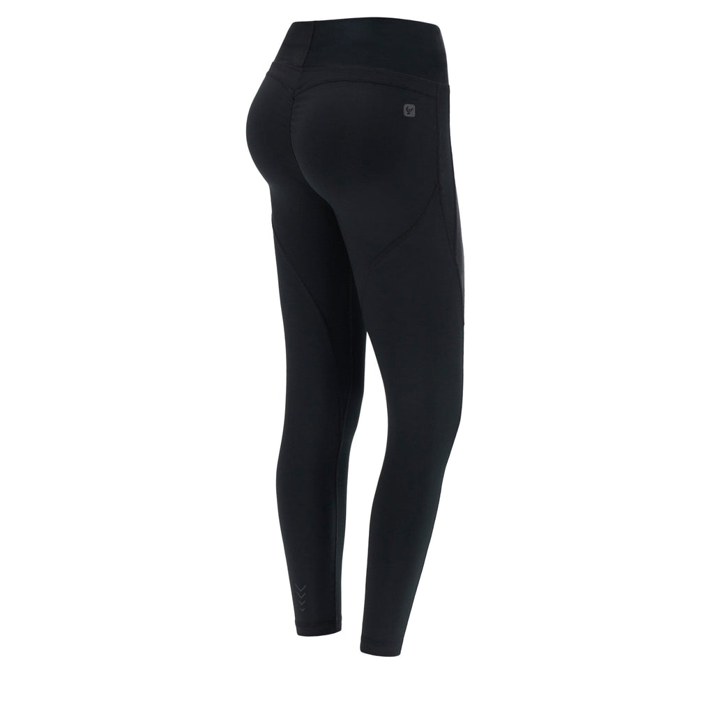 WR.UP® Diwo Sport - خصر مرتفع - طول 7/8 - أسود مع حزام خصر لامع