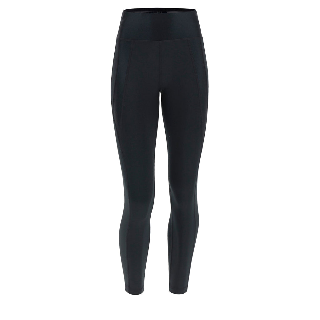 WR.UP® Diwo Sport - خصر مرتفع - طول 7/8 - أسود مع حزام خصر لامع