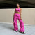 Cargo Pants - High Waisted - Full Length - Pink