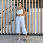 بنطلون جينز ضيق من WR.UP® - خصر مرتفع - قصير - أبيض 